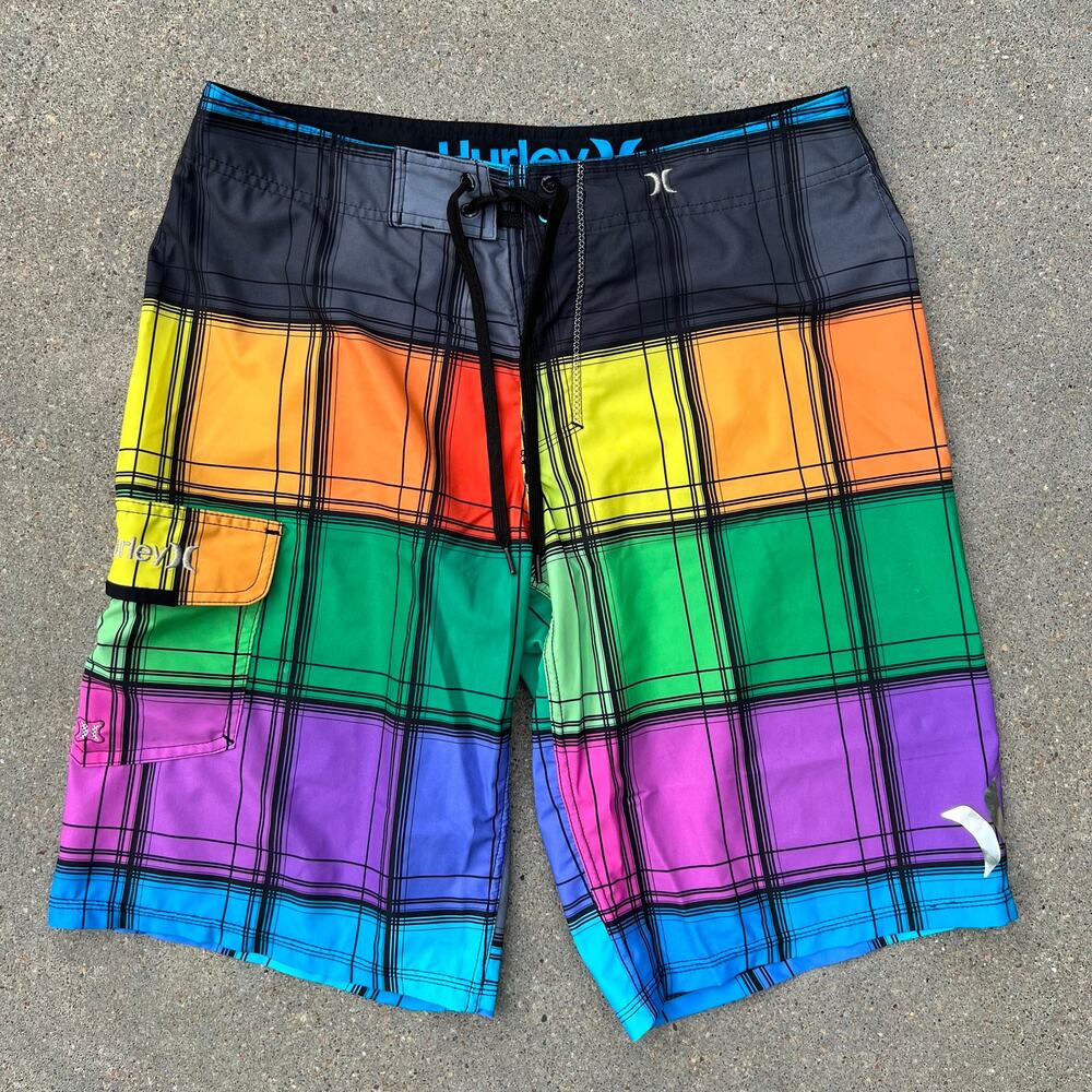 Hurley Phantom Bold Primary Color Block board shorts swim trunks Size 32